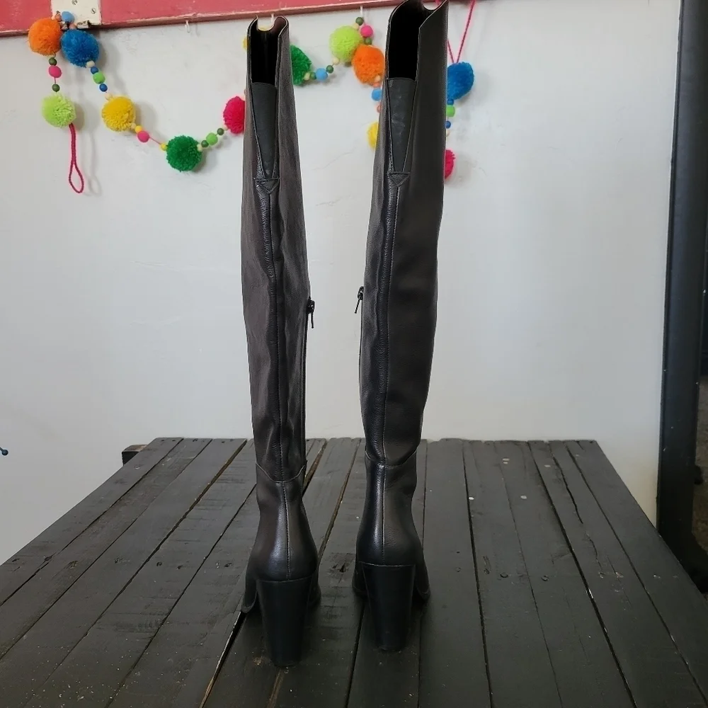 STEVEN NWOT Black Thigh High Boots Women's 5 Over the Knee Heeled Heels Sexy OTK